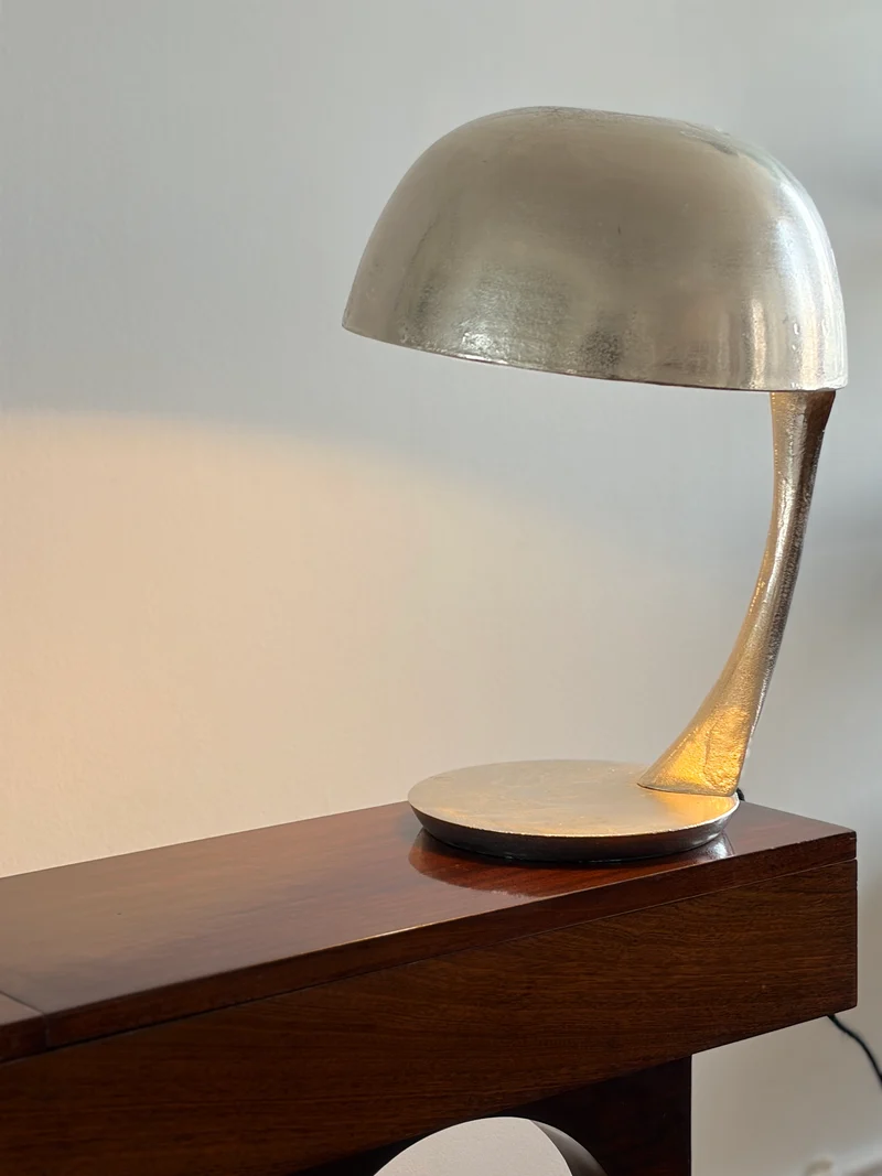Solid Chrome Helmet Table Lamp, Italy, 1970s
