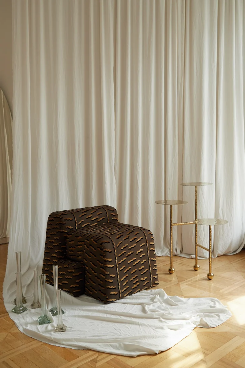 Liquid Side Table in Solid Brass