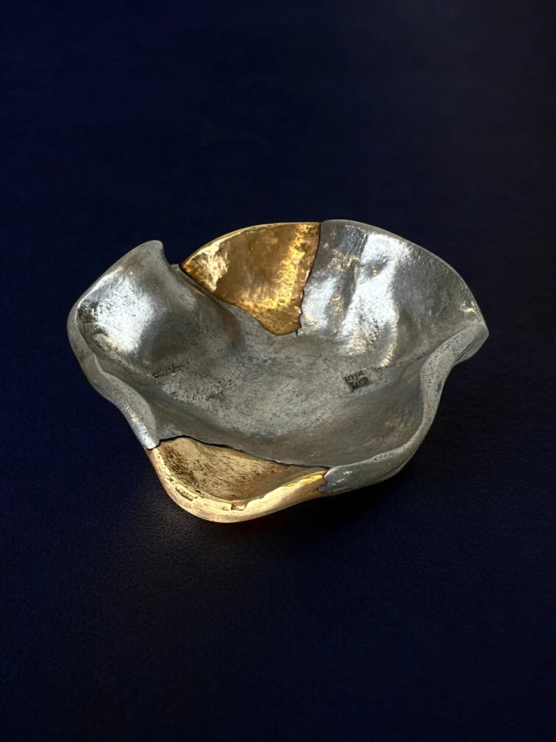 Brutalist tray by Art3, in Brass, Spain 1980's