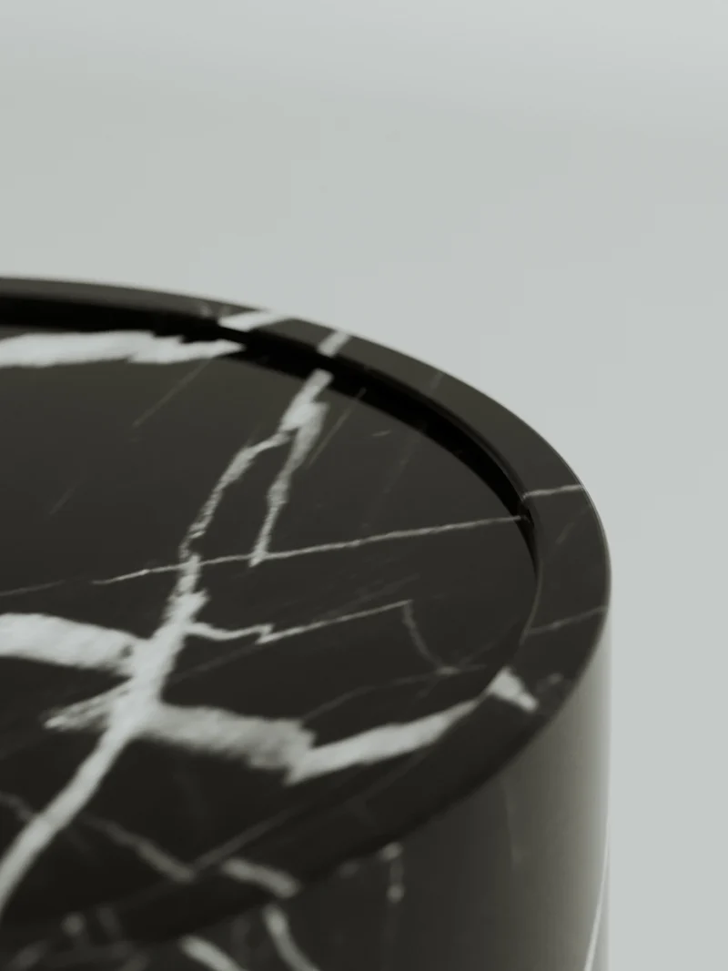 Side Table in Estremoz marble, Black Marquina, Travertine - Collection