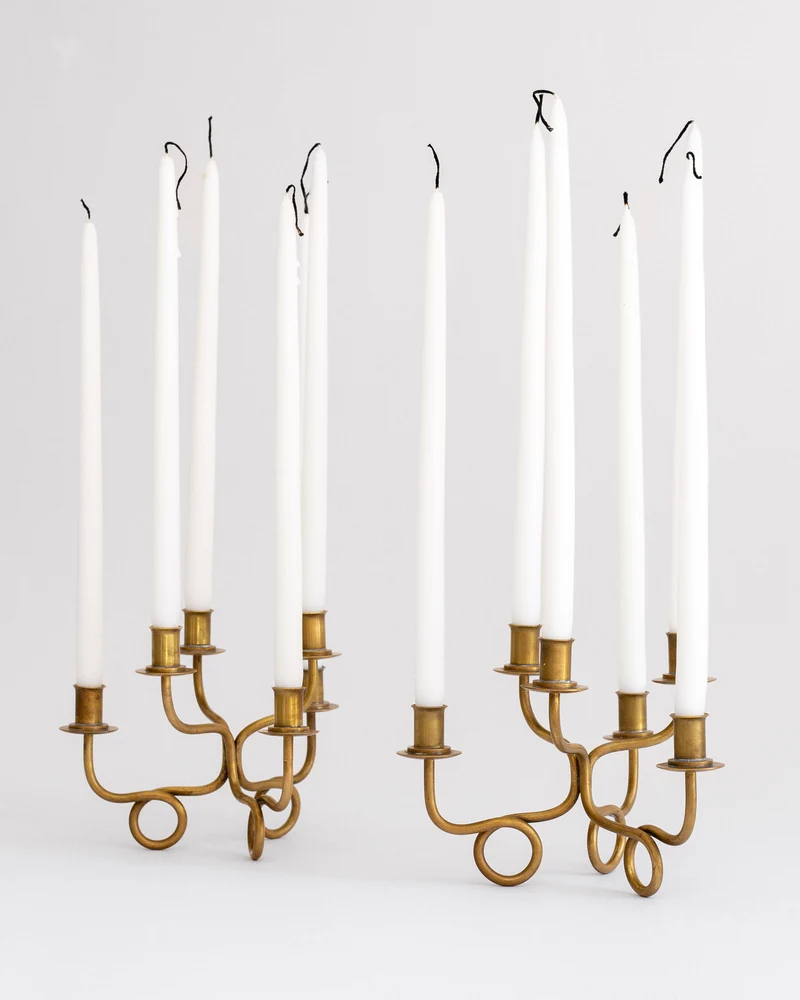 Pair of Brass Candelabra by Josef Frank, Sweden, 1940s