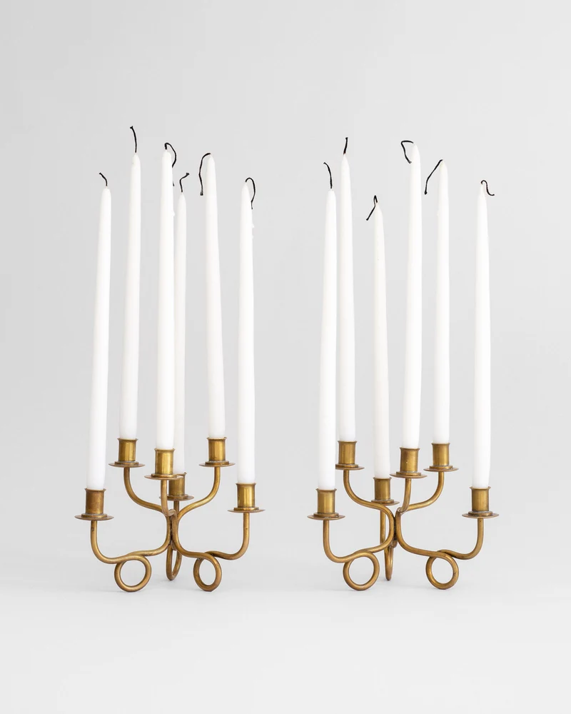 Pair of Brass Candelabra by Josef Frank, Sweden, 1940s