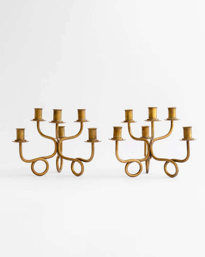 Pair of Brass Candelabra by Josef Frank, Sweden, 1940s