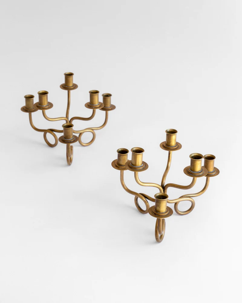 Pair of Brass Candelabra by Josef Frank, Sweden, 1940s