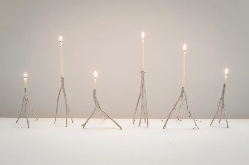 Botanical Candle Holders in Brass and Silver