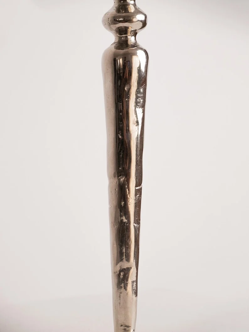 Vintage Brutalist Hand-Hammered Silver Candleholder