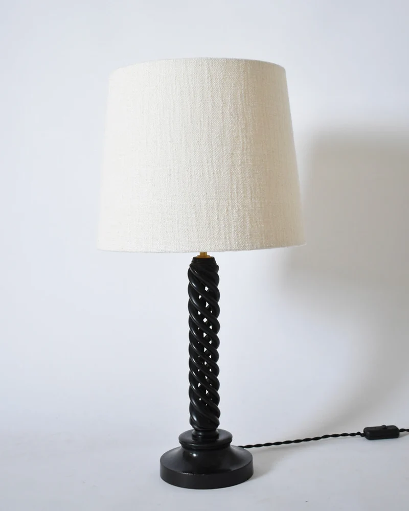 Vintage Turned ebonised wooden Table Lamp, 1960s