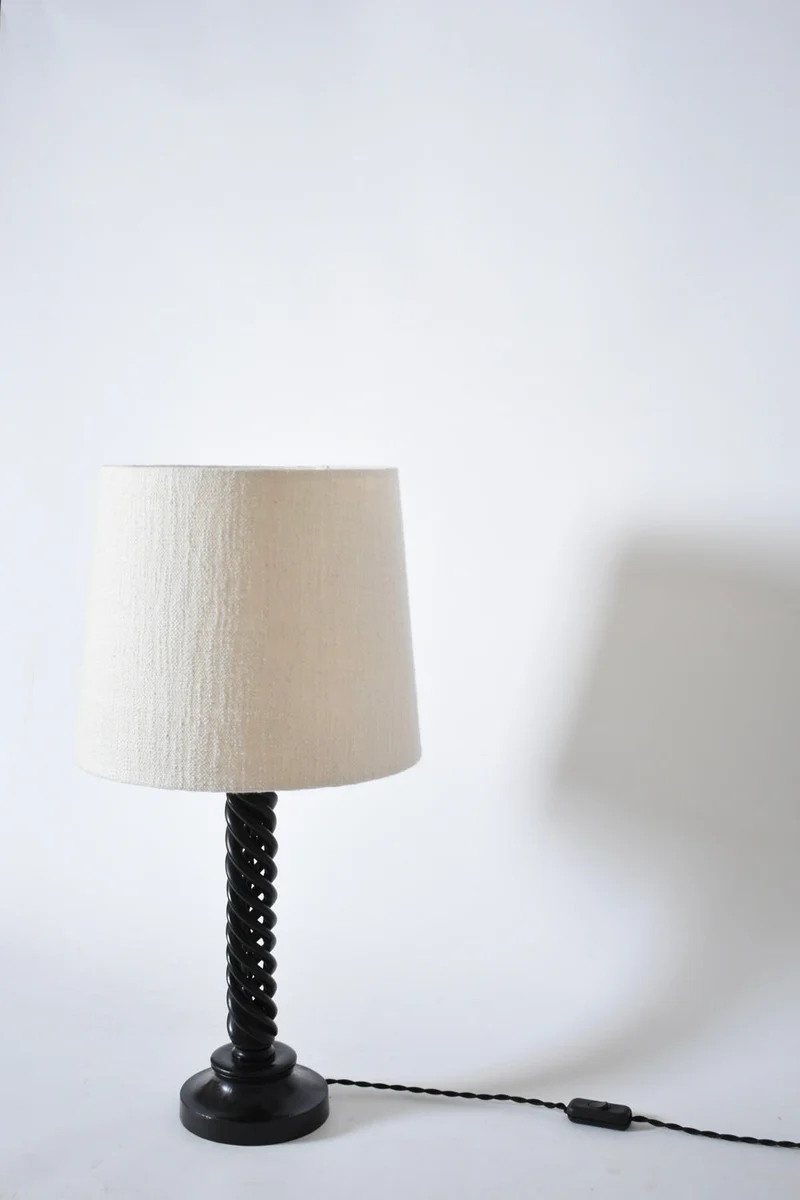 Vintage Turned ebonised wooden Table Lamp, 1960s