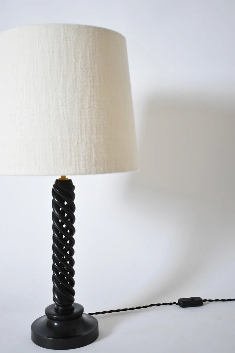 Vintage Turned ebonised wooden Table Lamp, 1960s