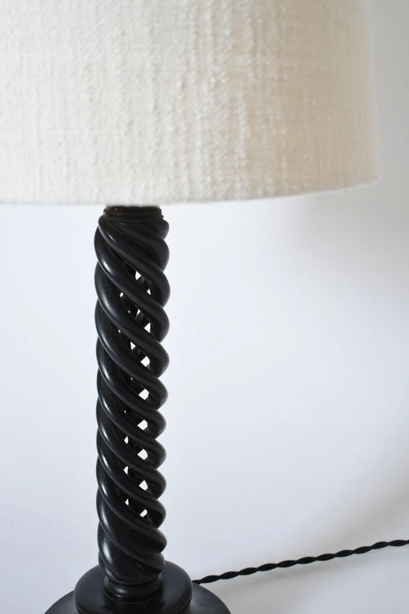 Vintage Turned ebonised wooden Table Lamp, 1960s