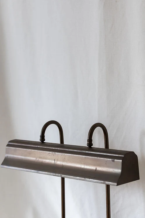 Vintage Double Arm Bronze Library Table Lamp