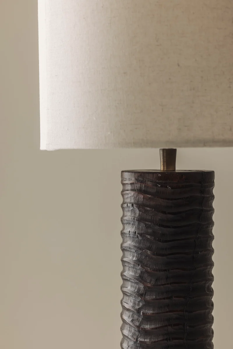 Vintage Elegant Pair of French Wooden Carved Table Lamps 1970s
