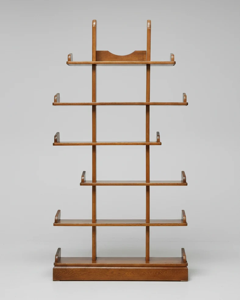 Brutalist Oak Asymmetrical Shelving Unit or Bookcase, The Netherlands, 1970s