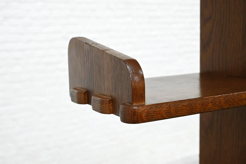 Brutalist Oak Asymmetrical Shelving Unit or Bookcase, The Netherlands, 1970s