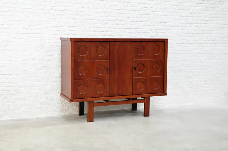 Brutalist Oak Bar Cabinet