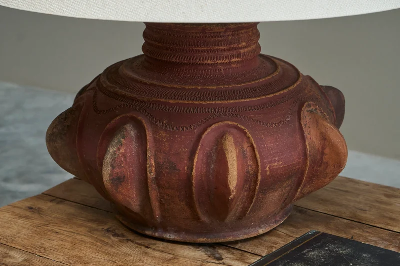 Vintage Monumental Wabi Sabi Style Studio Pottery Table Lamp, 1970s