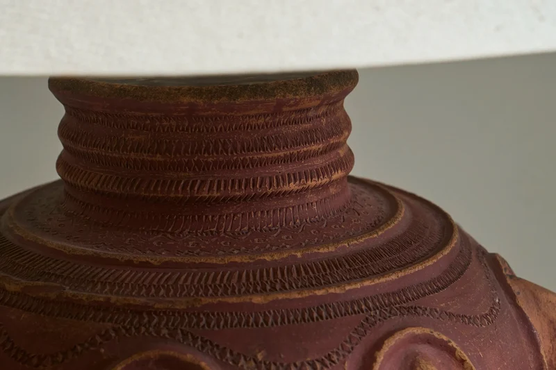Vintage Monumental Wabi Sabi Style Studio Pottery Table Lamp, 1970s
