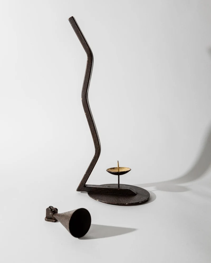 1960s Hand Forged Iron Candleholder