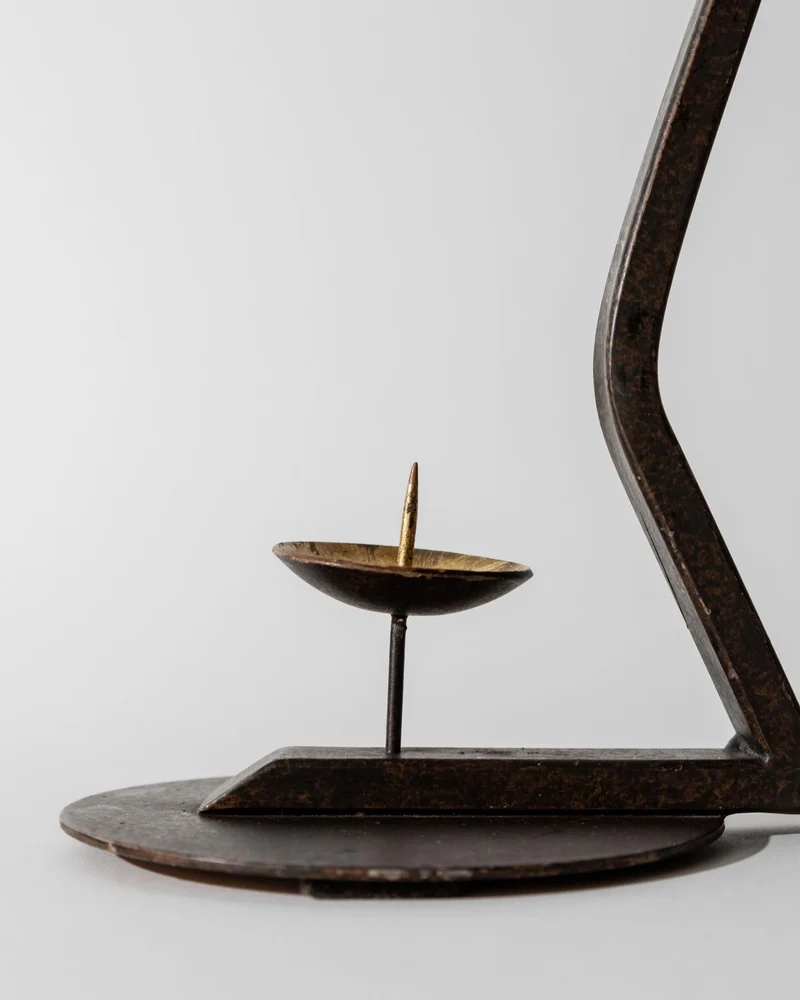 1960s Hand Forged Iron Candleholder