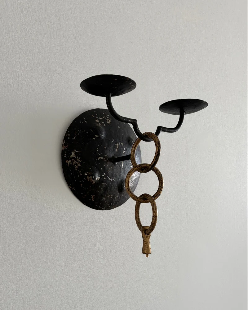 Pair of Brutalist Wall Candleholders, mid-20th Century