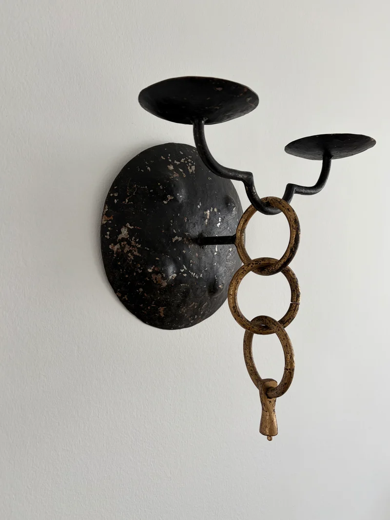 Pair of Brutalist Wall Candleholders, mid-20th Century