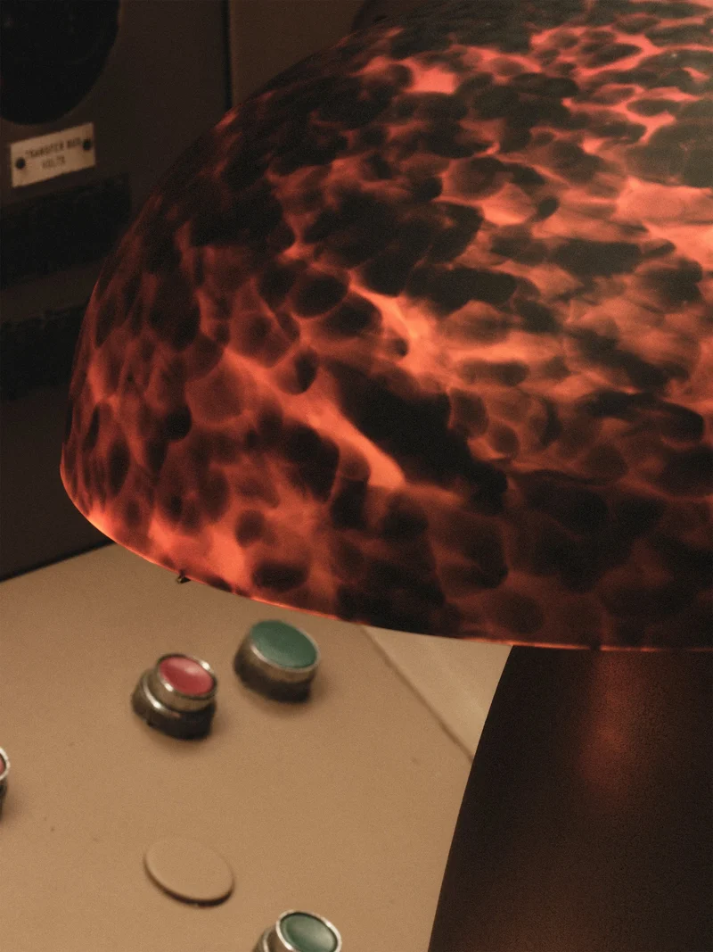 Cast Brass Table Lamps in Glass and Hand-blown Matte Leopard Glass