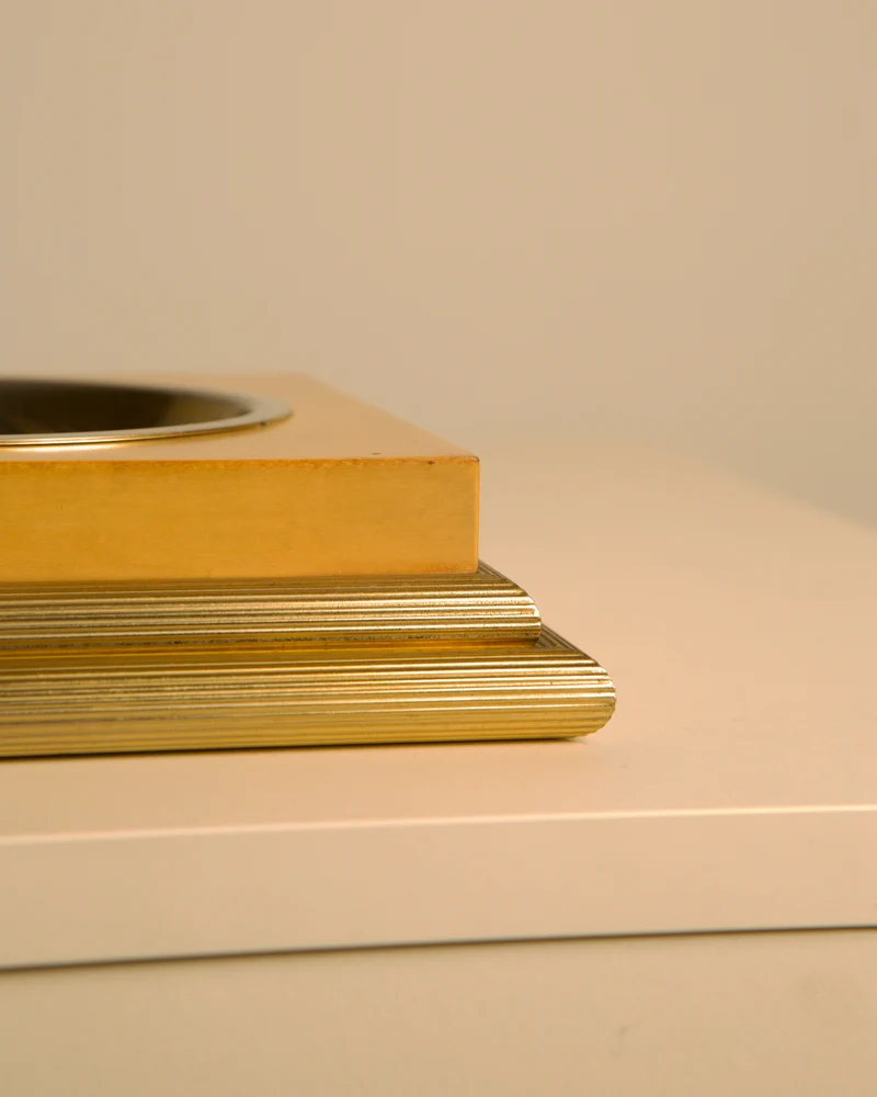 Italian Square Valet Tray in Metal and Wood, 70s