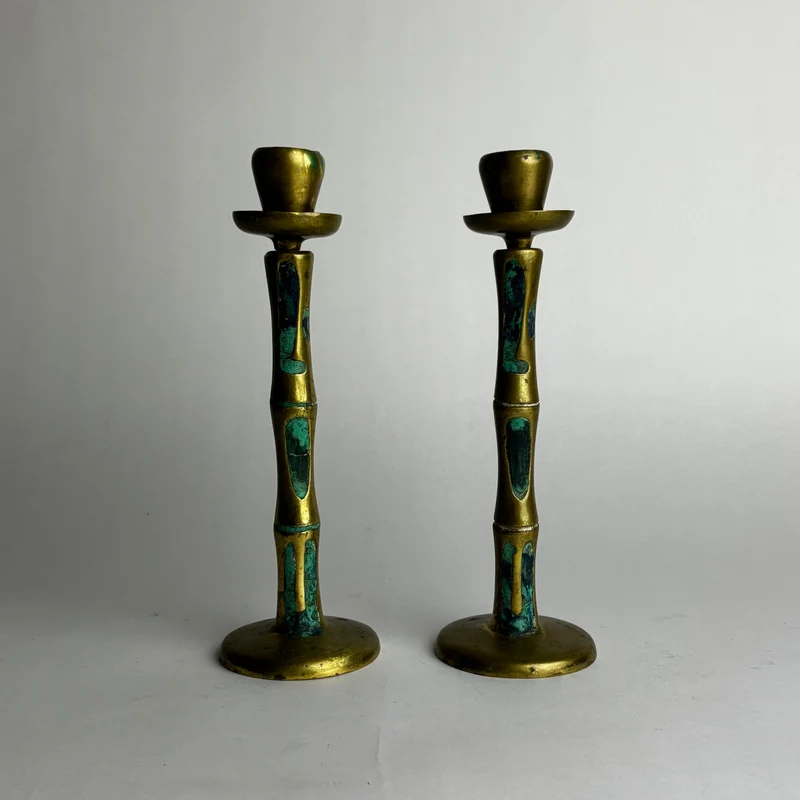 HOLD. Pepe Mendoza Lapis and Turqoise Inlay Candle Holders