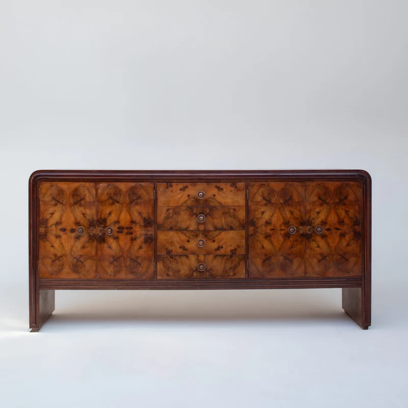 Art Deco Sideboard with Sculptural Veneer Pattern