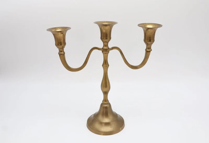Vintage Three-Arm Solid Brass Candelabra – Circa 1970