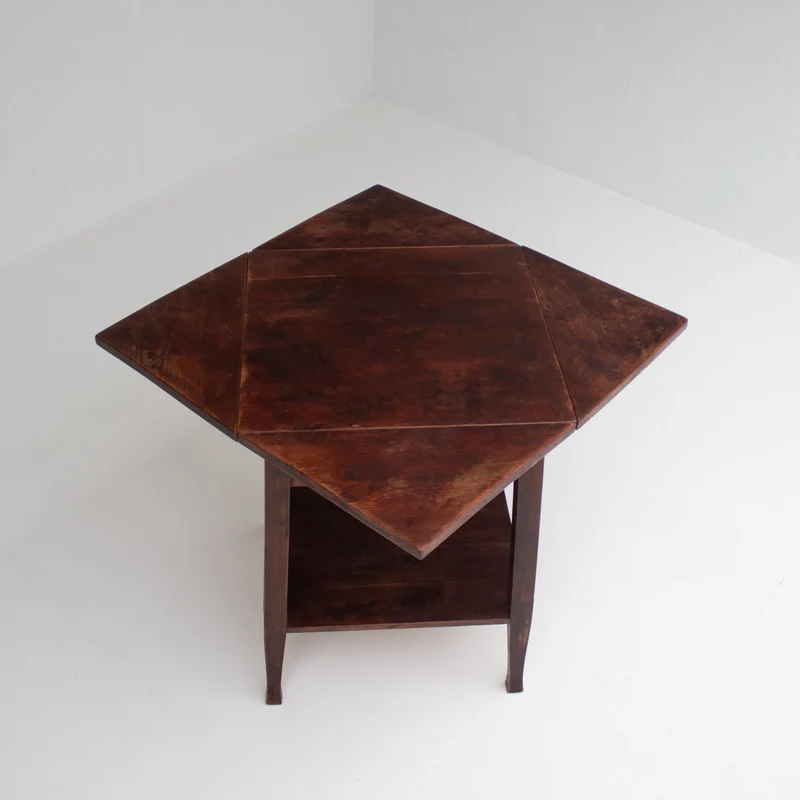 Art Deco Folding Side Table in Solid Wood