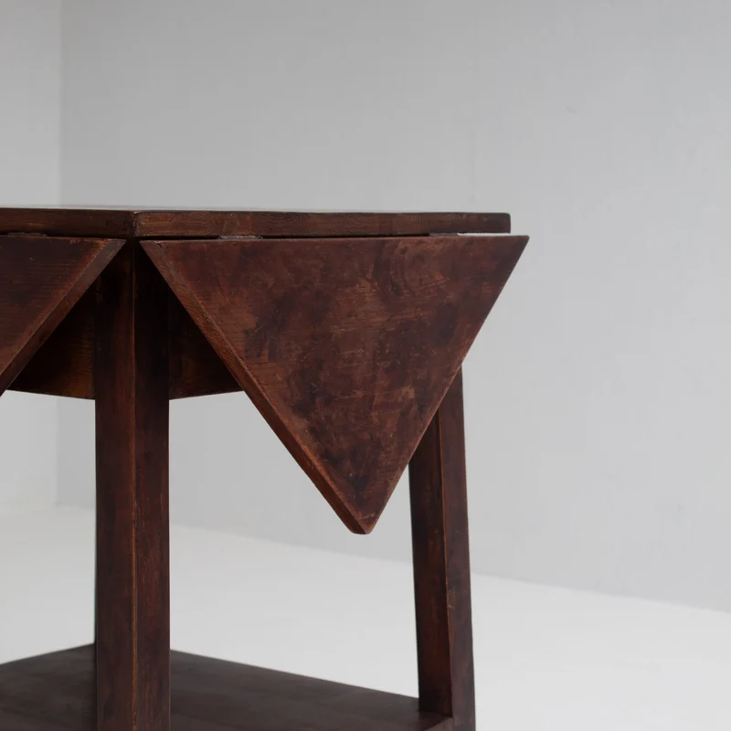 Art Deco Folding Side Table in Solid Wood