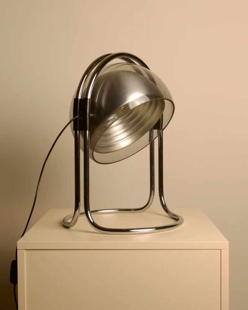 Vintage Chrome Table Lamp by André Ricard for Metalarte, 1973, 1970s