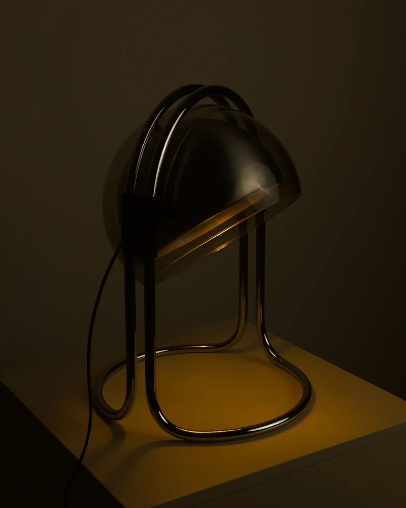 Vintage Chrome Table Lamp by André Ricard for Metalarte, 1973, 1970s