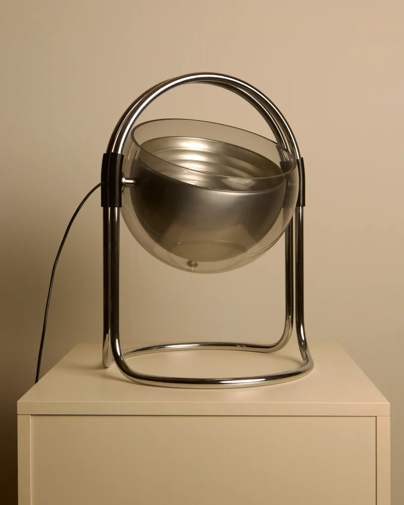 Vintage Chrome Table Lamp by André Ricard for Metalarte, 1973, 1970s