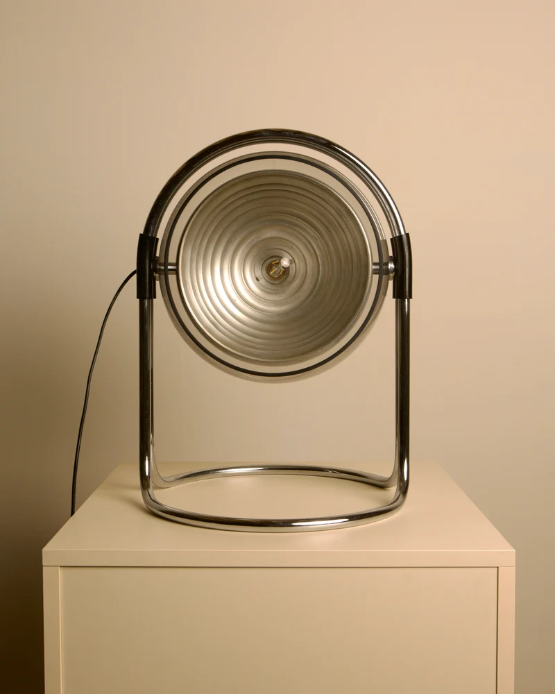 Vintage Chrome Table Lamp by André Ricard for Metalarte, 1973, 1970s