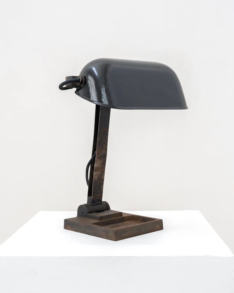 Vintage Cast Iron Bankers Table Lamp, c.1930