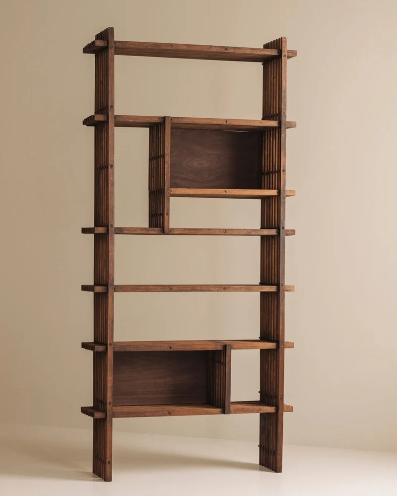 Architectural French oak bookcase / cabinet from the 1950s