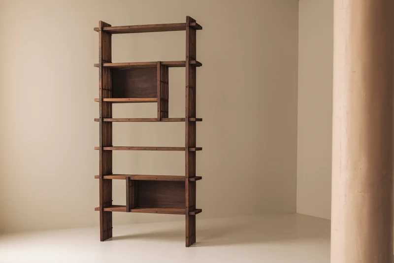 Architectural French oak bookcase / cabinet from the 1950s