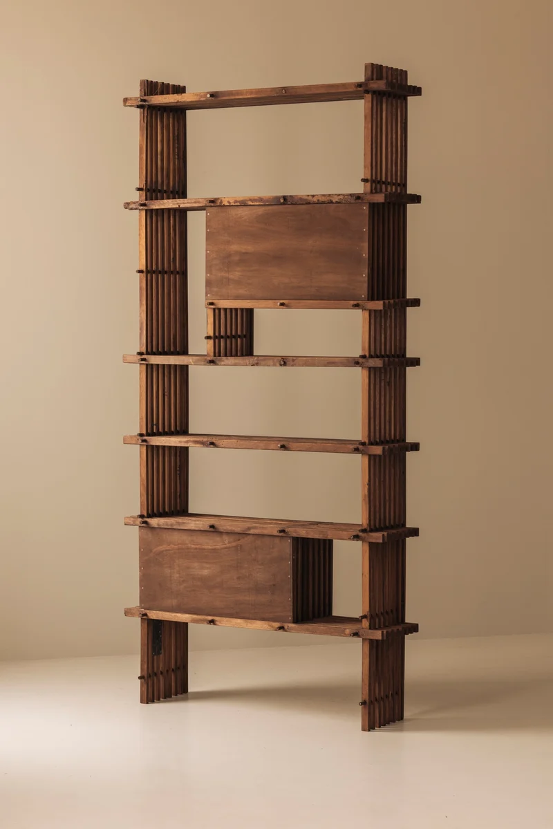 Architectural French oak bookcase / cabinet from the 1950s