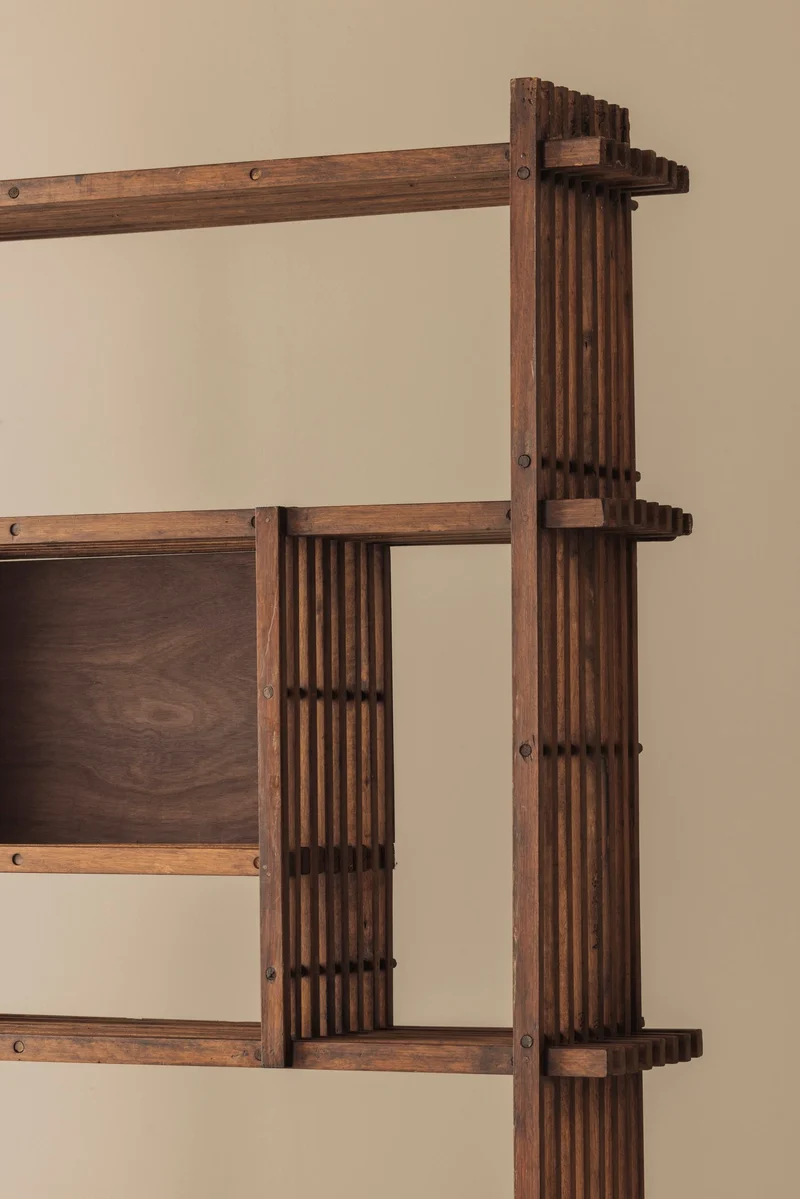 Architectural French oak bookcase / cabinet from the 1950s