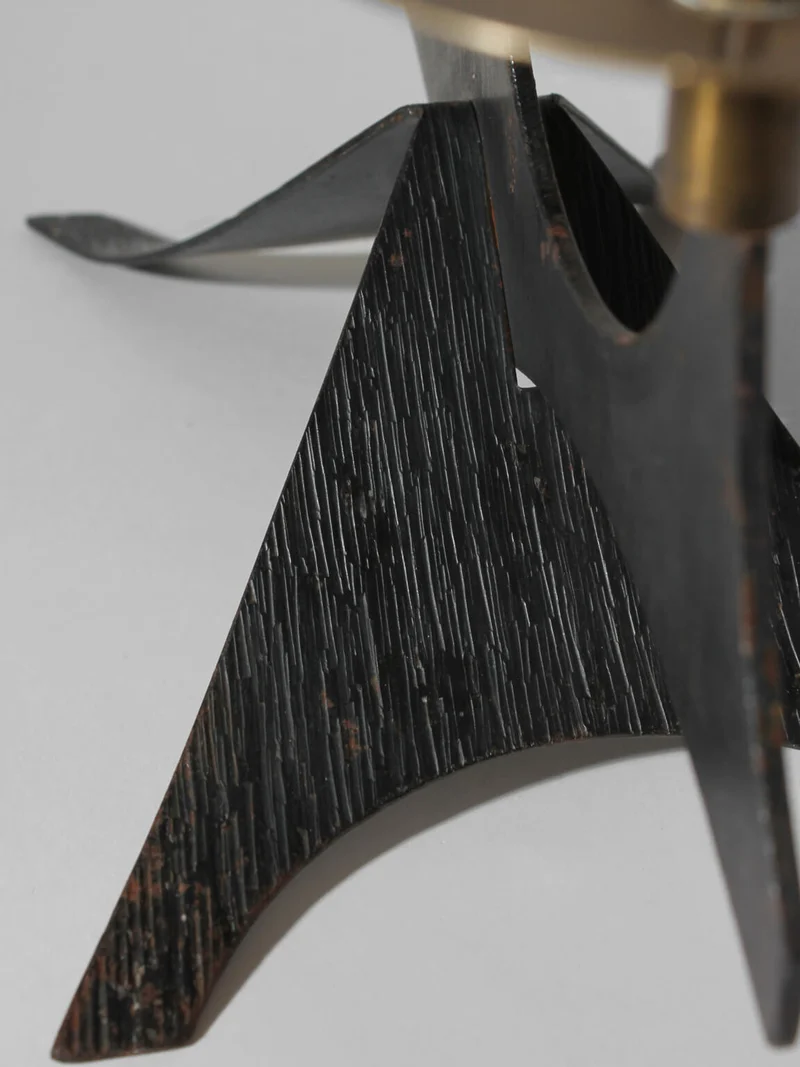 Mid-Century Brutalist Cast Iron And Brass Candelabra
