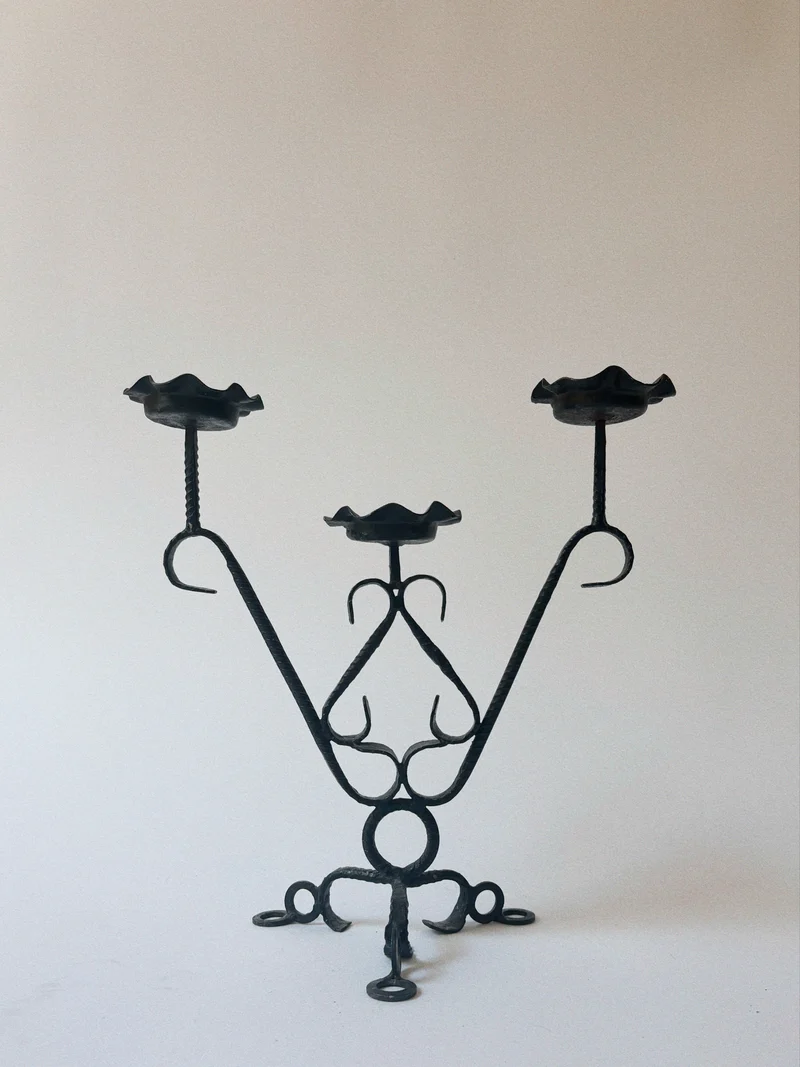 Folk Art Metal Candelabra, Poland