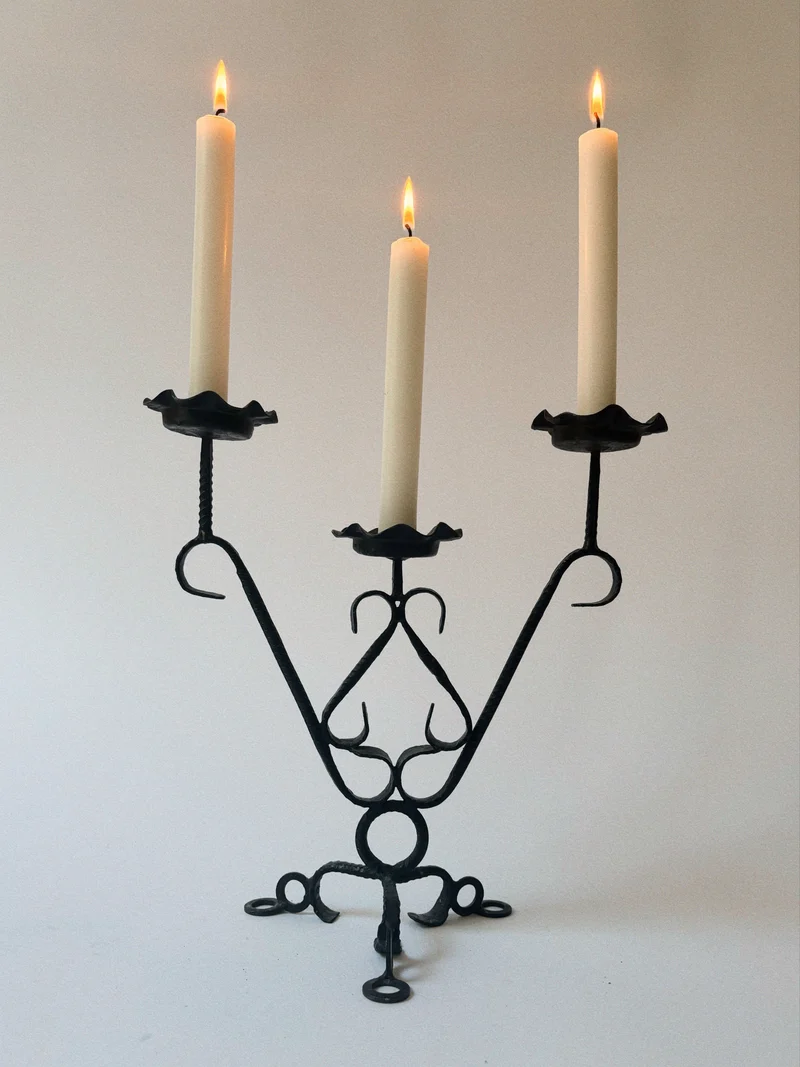 Folk Art Metal Candelabra, Poland
