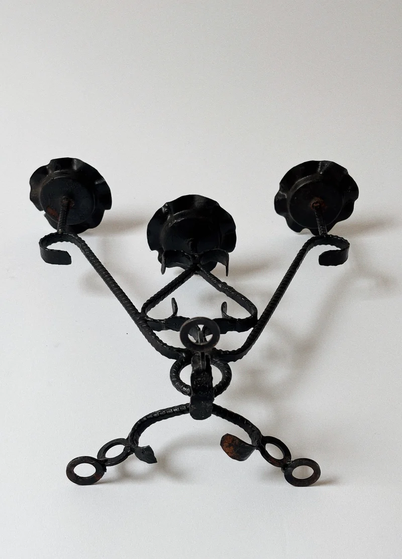 Folk Art Metal Candelabra, Poland