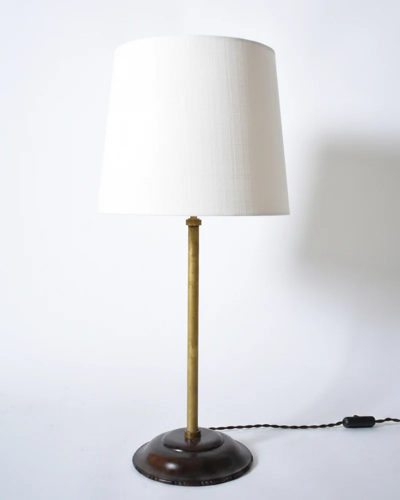 Vintage Brass and Wood Viennese Secession Table Lamp