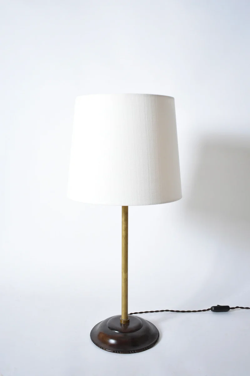 Vintage Brass and Wood Viennese Secession Table Lamp