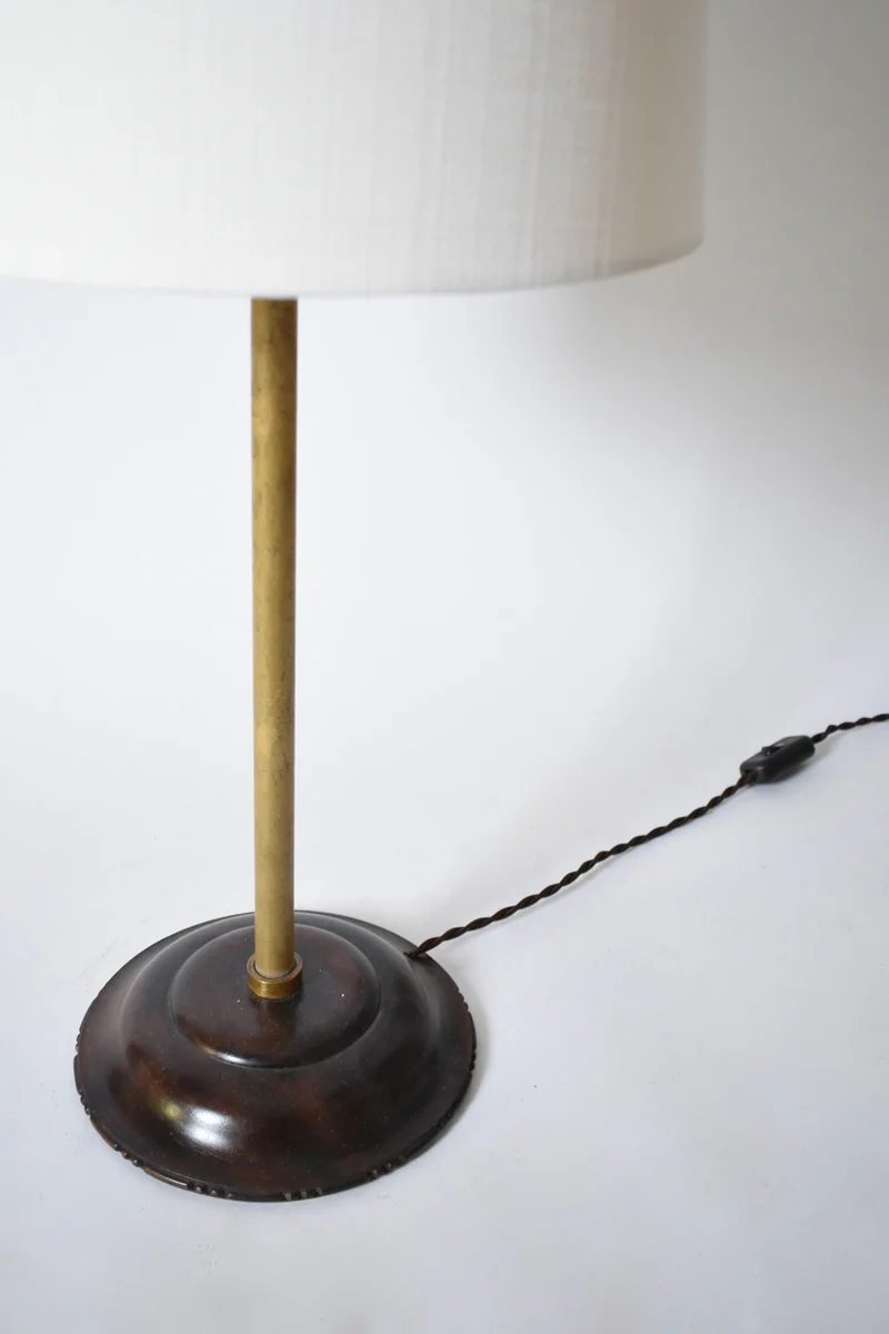 Vintage Brass and Wood Viennese Secession Table Lamp