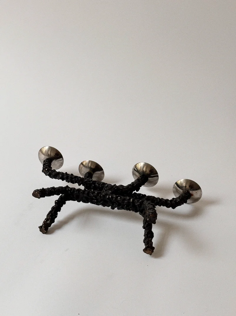 Molten Textured 4 Arm Candlestick, c. 1970's Poland