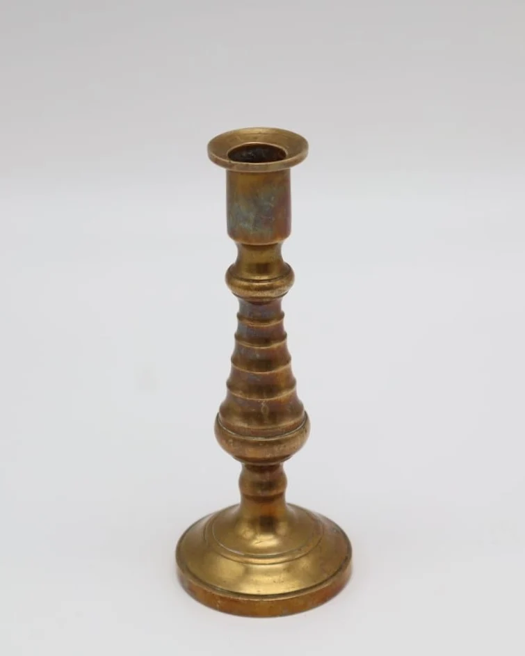 19th-Century Ribbed Brass Candleholder